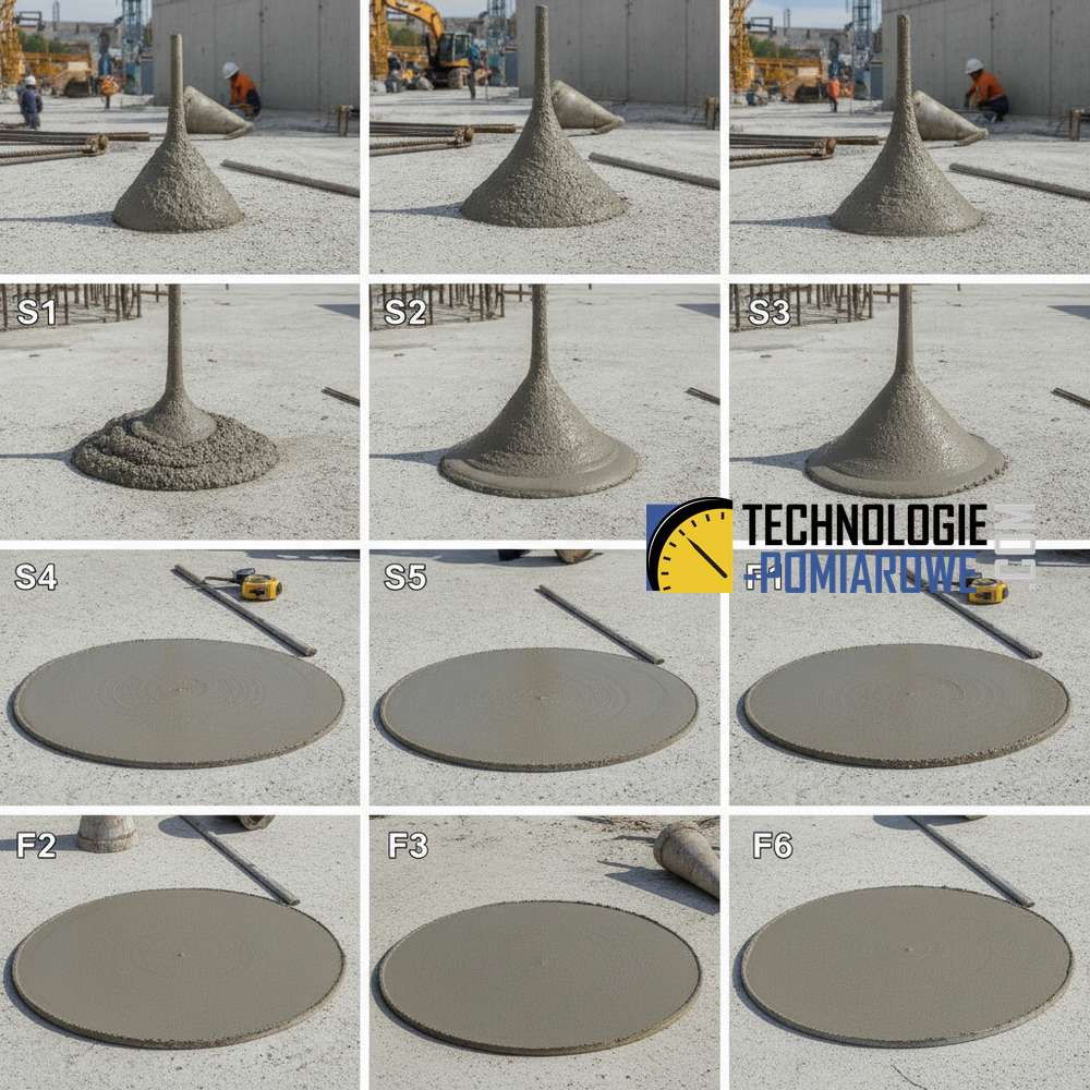 Klasy konsystencji betonu według PN-EN 206 — S1 do S5, F1 do F6
